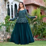 Fancy Embrodery Sequence Fox Blooming Georgette Lahenga Choli 