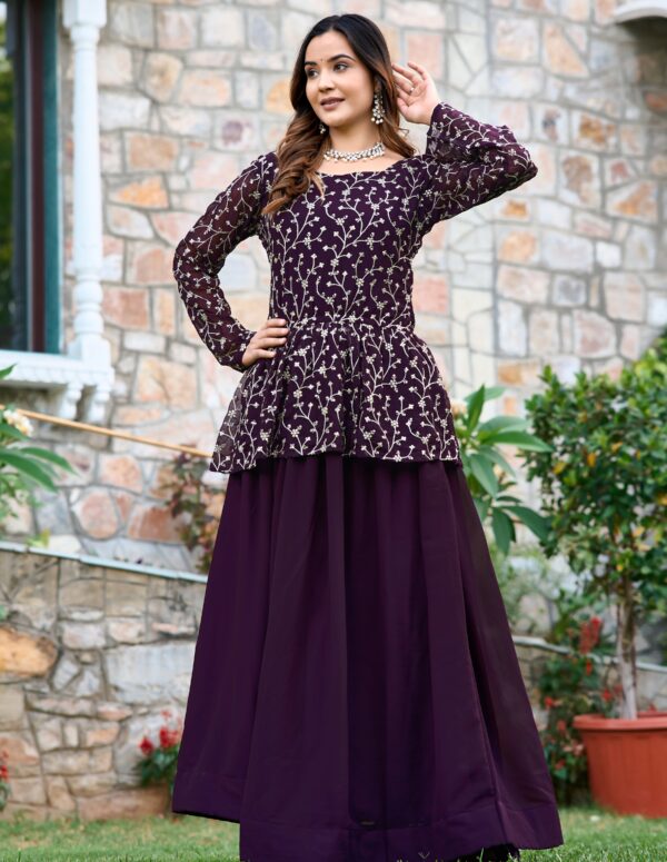 Fancy Embrodery Sequence Fox Blooming Georgette Lahenga Choli 