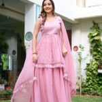 Fancy Womens Ethnics Pink Anarkali Kurtaset With Dupatta 