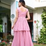 Fancy Womens Ethnics Pink Anarkali Kurtaset With Dupatta 