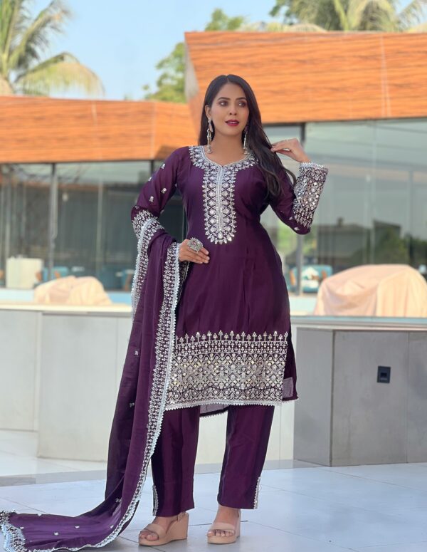 Women’s Premium Embroidered Velvet Straight Suit Set with Dupatta